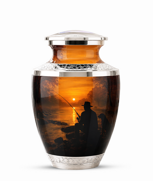Personalized Fishing Cremation Urn for Male, Fishing Memorial Urn for Father