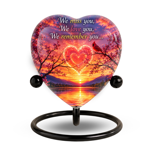 Sunset Heart Memorial Urn – Adult Urn for Ashes, Sunset Cremation Urn, Heart-Shaped Adult Cremation Urn