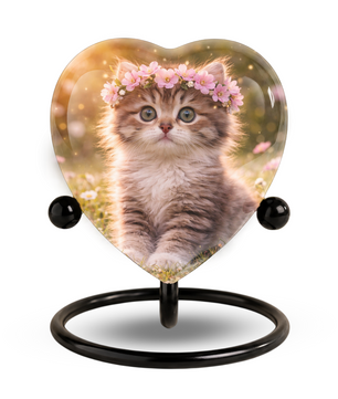 Cat Urn Heart-Shaped Memorial – Beautiful Adult Cremation Urn for Cat Ashes
