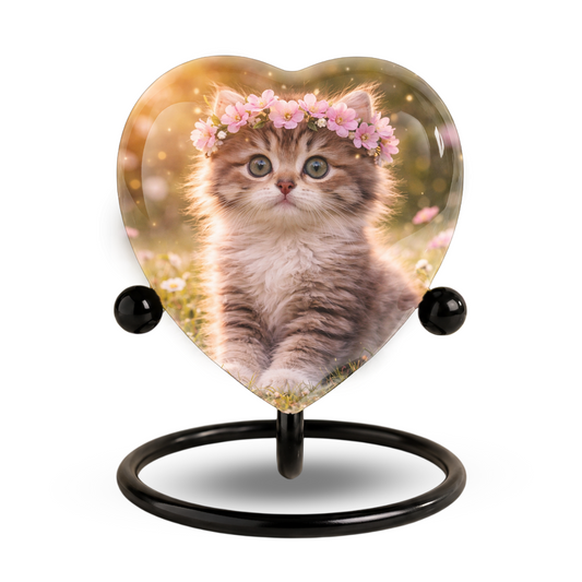 Cat Urn Heart-Shaped Memorial – Beautiful Adult Cremation Urn for Cat Ashes