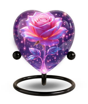 Rose Heart Urn for Mom – Personalized Keepsake Urn for Mom, Beautiful Cremation Urn for Female Ashes