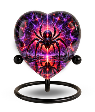 Spider Cremation Urn for Ashes, Gothic Spider Memorial Urn, Black Widow Spider Urn, Web Themed Adult Urn, Personalized Heart Shaped Urn