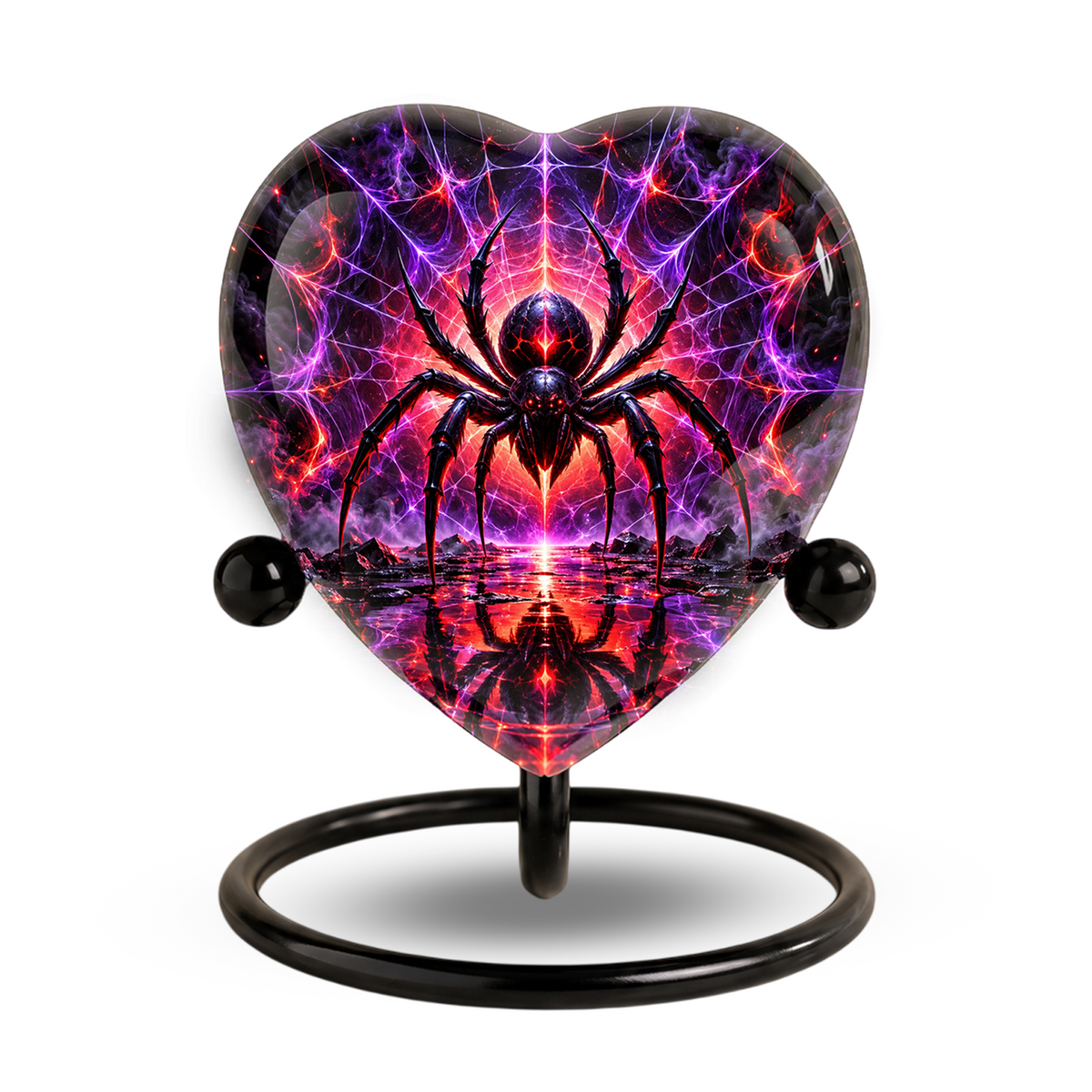 Spider Cremation Urn for Ashes, Gothic Spider Memorial Urn, Black Widow Spider Urn, Web Themed Adult Urn, Personalized Heart Shaped Urn