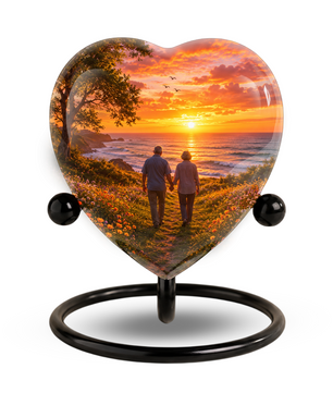 Personalized Sunset Beach Companion Cremation Urn for Mom & Dad
