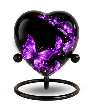 Purple Butterfly Adult Cremation Urn for Ashes, Personalized Butterfly Memorial Urn, Purple Heart Urn, Butterfly Cremation Urn, Adult Urn