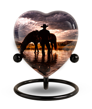 Cowboy Heart Urn for Dad, Personalized Keepsake Urn for Dad Memorial Urn for Men