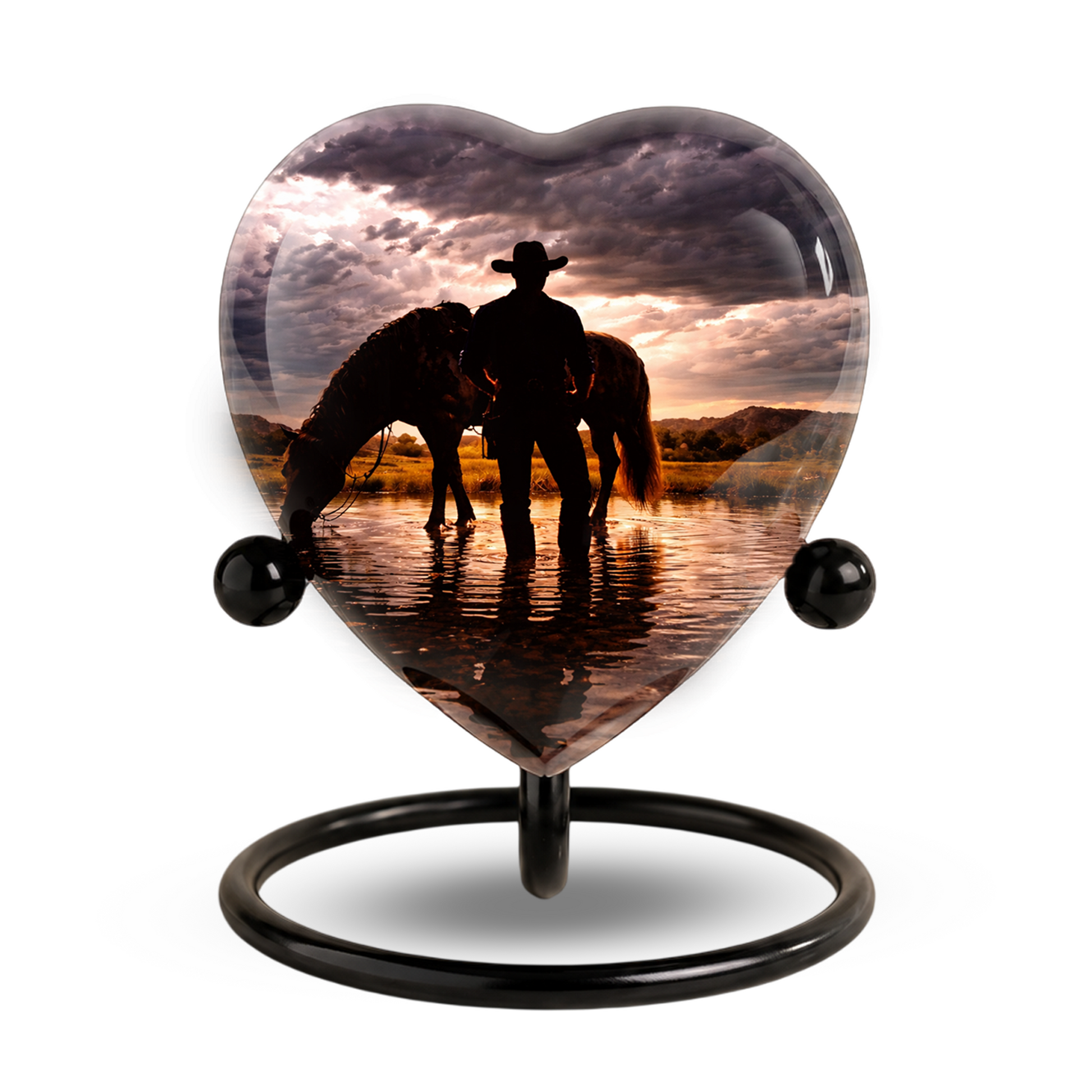 Cowboy Heart Urn for Dad, Personalized Keepsake Urn for Dad Memorial Urn for Men