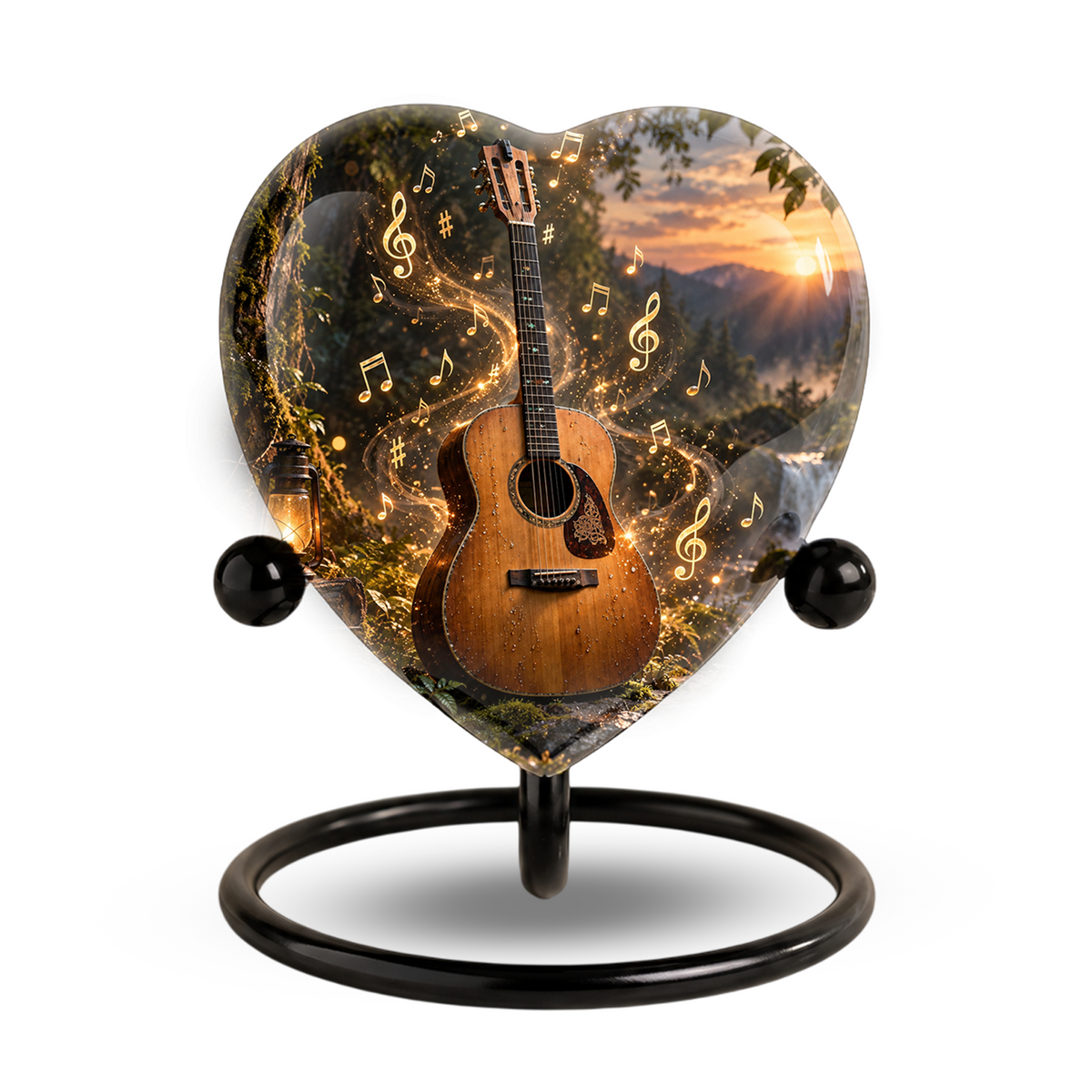 Guitar Cremation Urn for Ashes, Musician Memorial Urn, Heart Shaped Memorial Urn