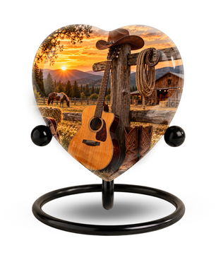 Cowboy Western Cremation Urn for Ashes, Personalized Cowboy Memorial Urn, Country Music Urn