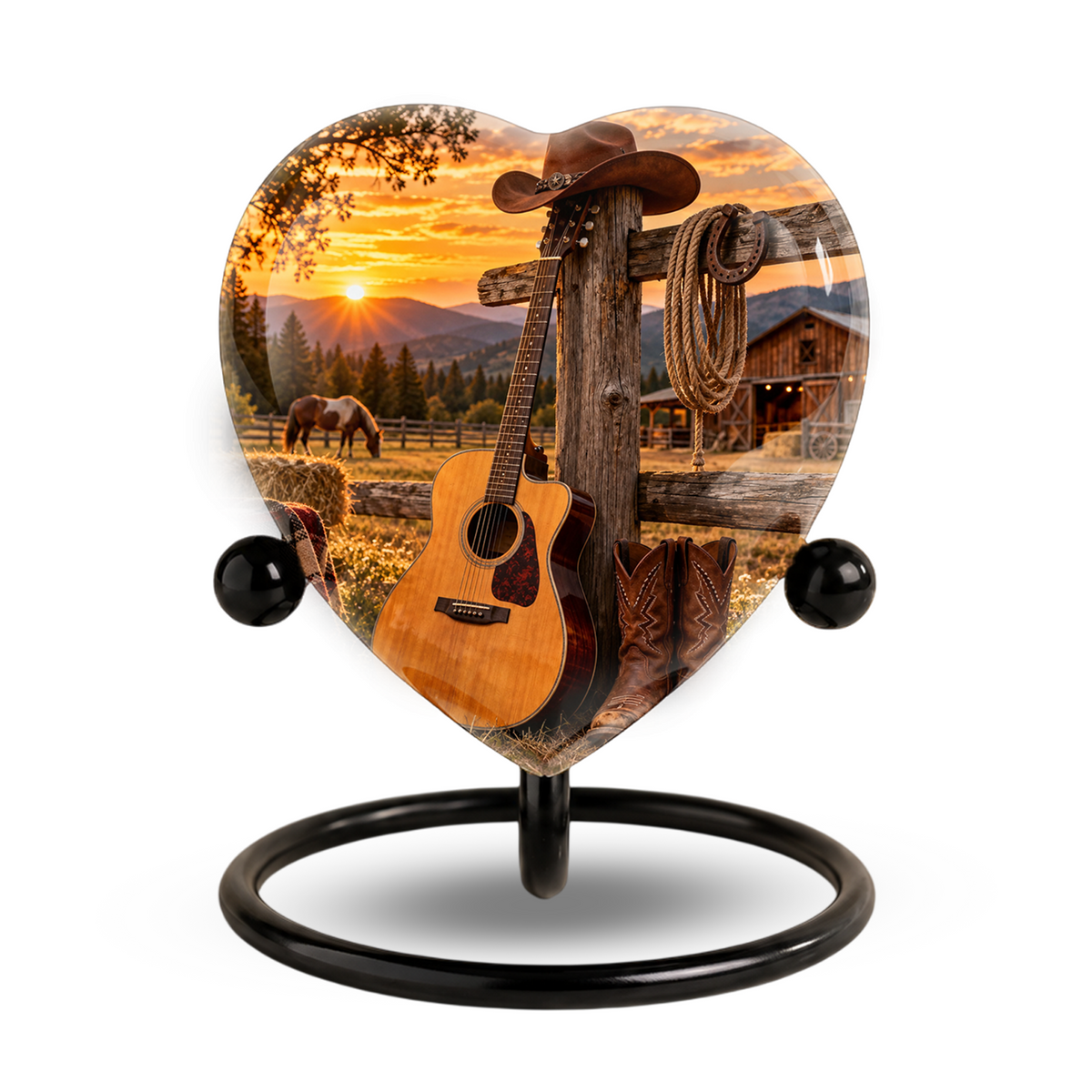 Cowboy Western Cremation Urn for Ashes, Personalized Cowboy Memorial Urn, Country Music Urn