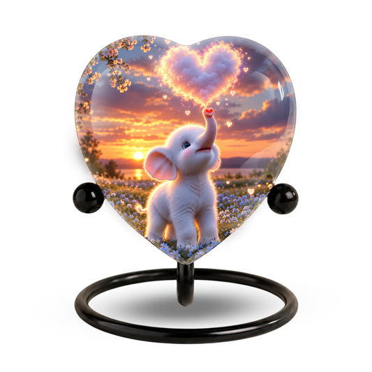 Elephant Adult Cremation Urn for Ashes, Personalized Elephant Memorial Urn, Heart Shaped Adult Urn, Baby Elephant Cremation Urn