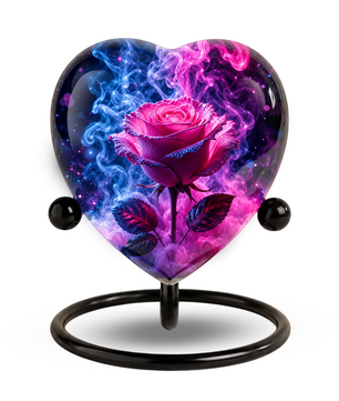 Pink Rose Adult Urn – Adult Urn for Ashes, Rose Cremation Urn, Heart-Shaped Adult Cremation Urn