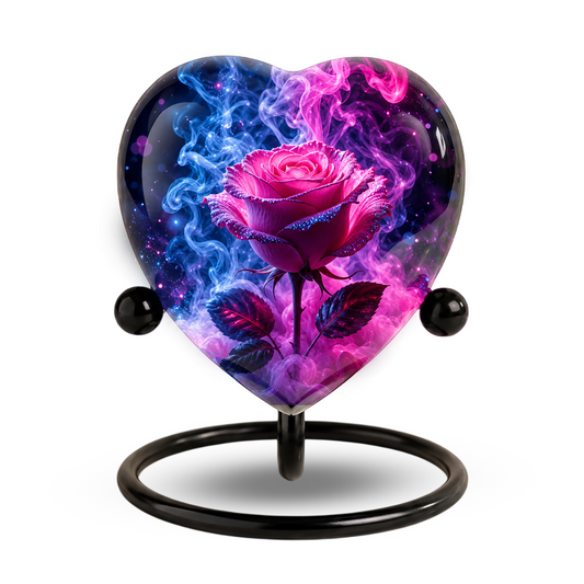 Pink Rose Adult Urn – Adult Urn for Ashes, Rose Cremation Urn, Heart-Shaped Adult Cremation Urn