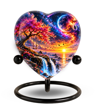 Fantasy Tree Heart Cremation Urn for Ashes, Personalized Adult Memorial Urn, Heart Shaped Cremation Urn