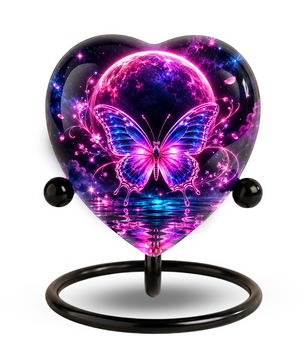 Pink Butterfly Adult Urn for Ashes, Purple and Blue Butterfly Memorial Urn, Celestial Moon Cremation Urn