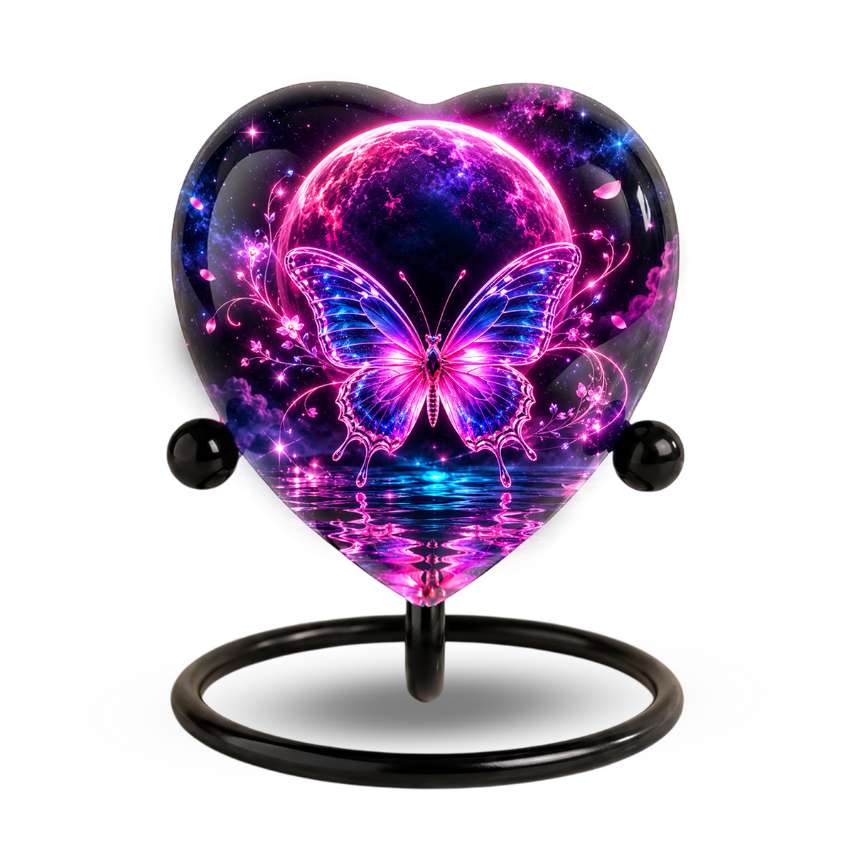Pink Butterfly Adult Urn for Ashes, Purple and Blue Butterfly Memorial Urn, Celestial Moon Cremation Urn