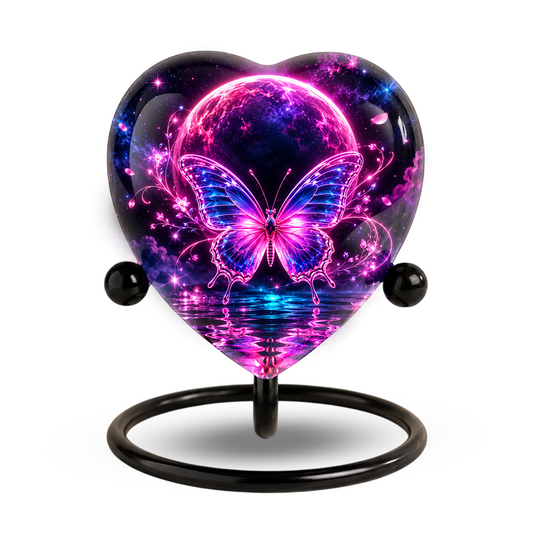 Pink Butterfly Adult Urn for Ashes, Purple and Blue Butterfly Memorial Urn, Celestial Moon Cremation Urn