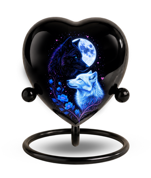 Wolf & Moon Heart Adult Urn – Adult Urn, Urns for Adult Ashes,Adult Cremation Urns