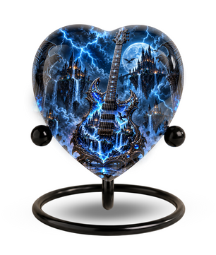 Fantasy Guitar Cremation Urn for Ashes, Musician Memorial Urn, Personalized Guitar Urn,