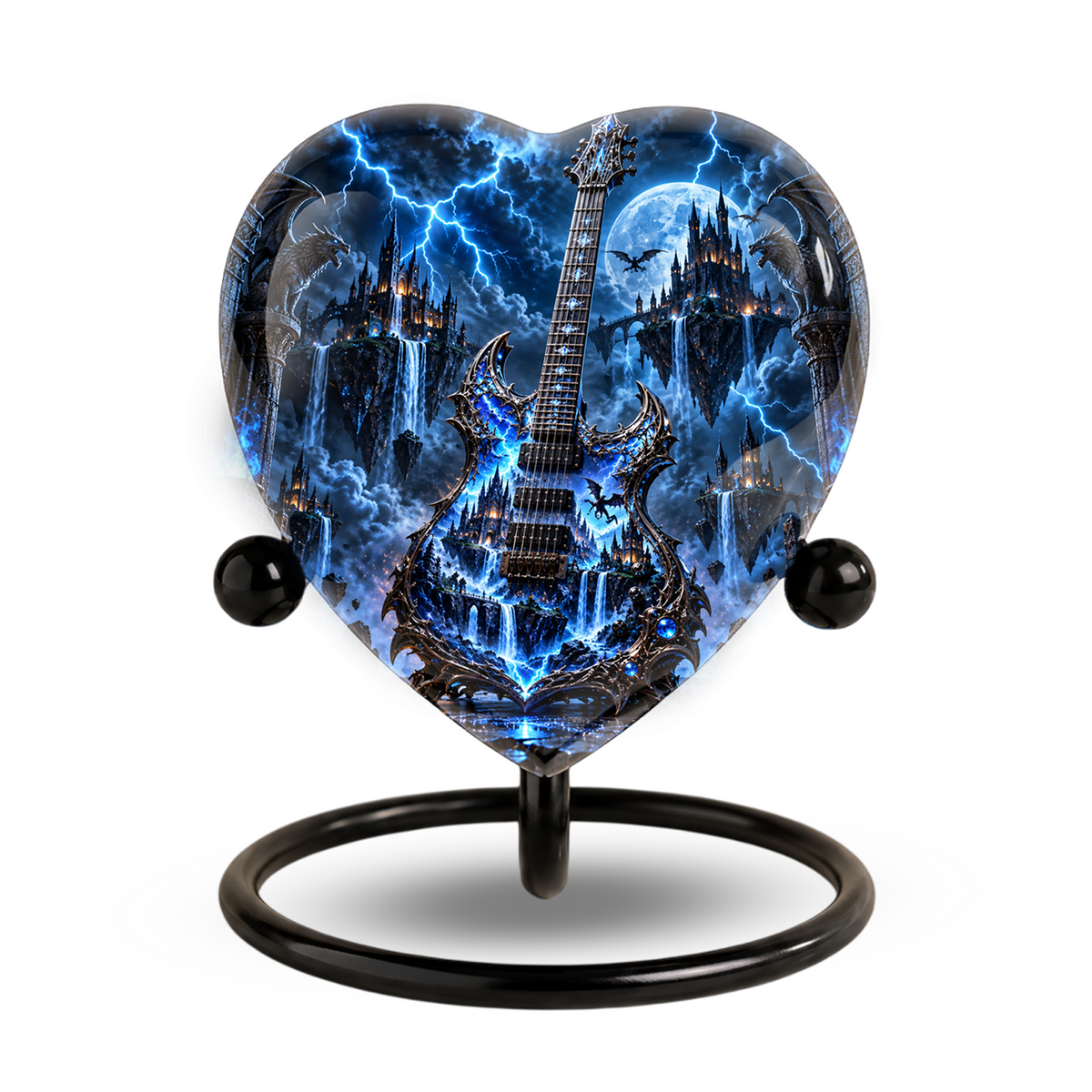 Fantasy Guitar Cremation Urn for Ashes, Musician Memorial Urn, Personalized Guitar Urn,