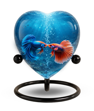 Heart-Shaped Betta Fish Cremation Urn – Beautiful Memorial Keepsake Urn for Adult Ashes, Unique Fish Urn for Loved Ones