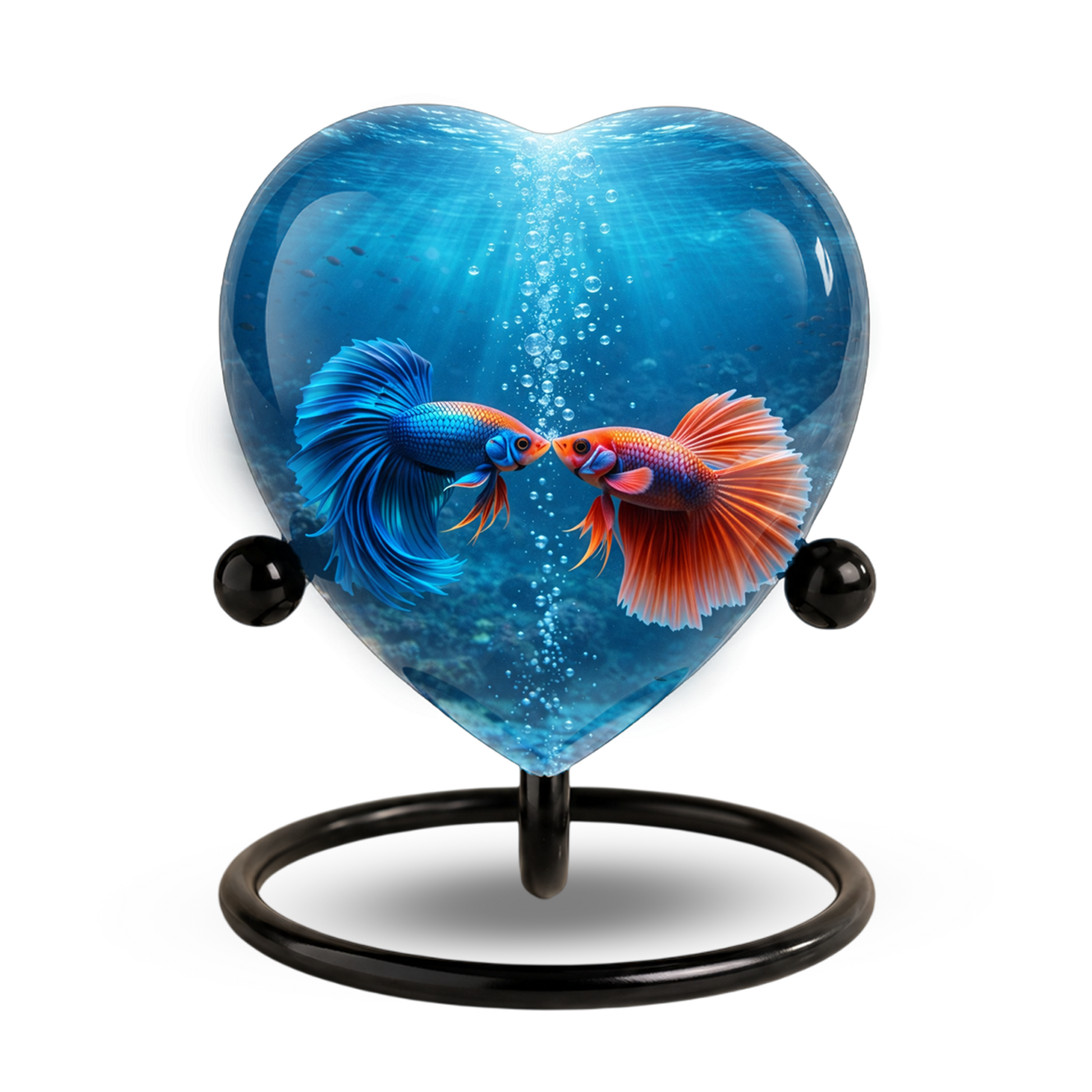 Heart-Shaped Betta Fish Cremation Urn – Beautiful Memorial Keepsake Urn for Adult Ashes, Unique Fish Urn for Loved Ones