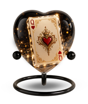 Queen of Hearts Adult Urn – Elegant Adult Cremation Urn for Ashes, Heart Memorial Urn