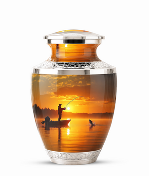 Gone Fishing Memorial Urn for Dad, Personalized Hunting Themed Urn for Human Ashes