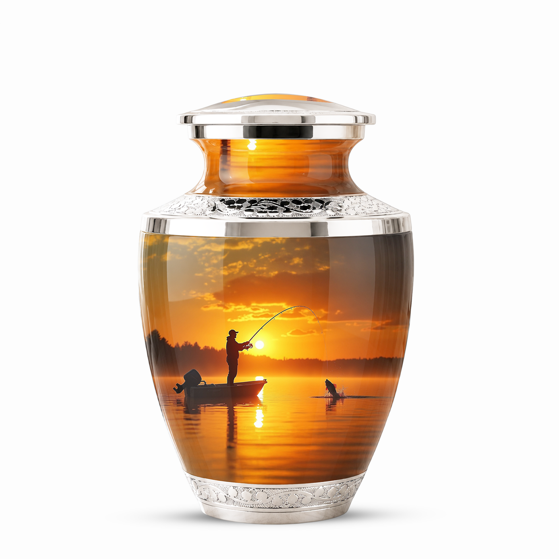 Gone Fishing Memorial Urn for Dad, Personalized Hunting Themed Urn for Human Ashes
