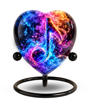 Heart Shaped Music Note Urn for Ashes, Colorful Musical Memorial Urn, Personalized Music Lover Cremation Urn