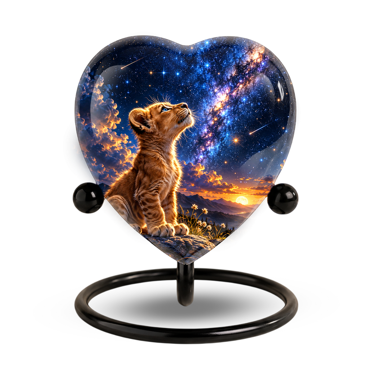 Lion Cub Heart Cremation Urn for Ashes, Personalized Adult Memorial Urn, Lion Urn for Loved One