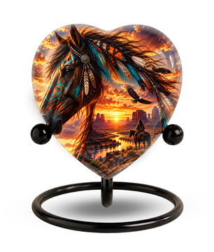 Native American Horse Adult Cremation Urn for Ashes – Western Horse Memorial Urn