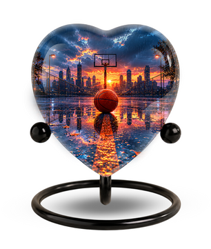 Basketball Sunset Adult Urn – Sports-Themed Adult Cremation Urn for Ashes