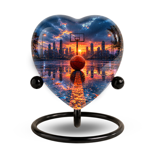 Basketball Sunset Adult Urn – Sports-Themed Adult Cremation Urn for Ashes