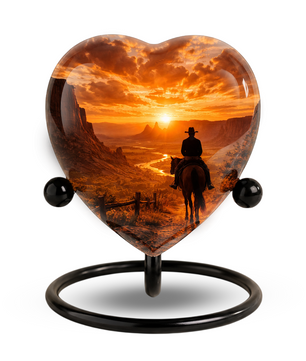 Cowboy Sunset Urn for Dad | Personalized Western Urn for Father & Ashes
