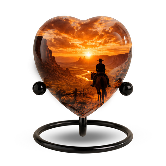 Cowboy Sunset Urn for Dad | Personalized Western Urn for Father & Ashes