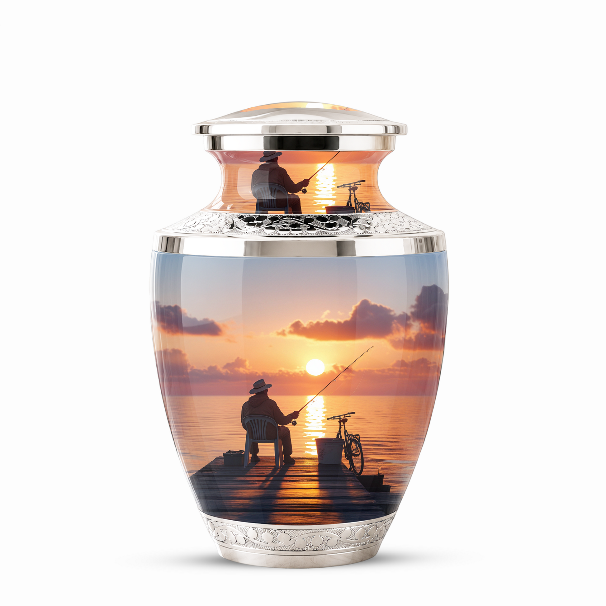 Gone Fishing Cremation Urn for Dad, Personalized Fisherman Funeral Urn for Male