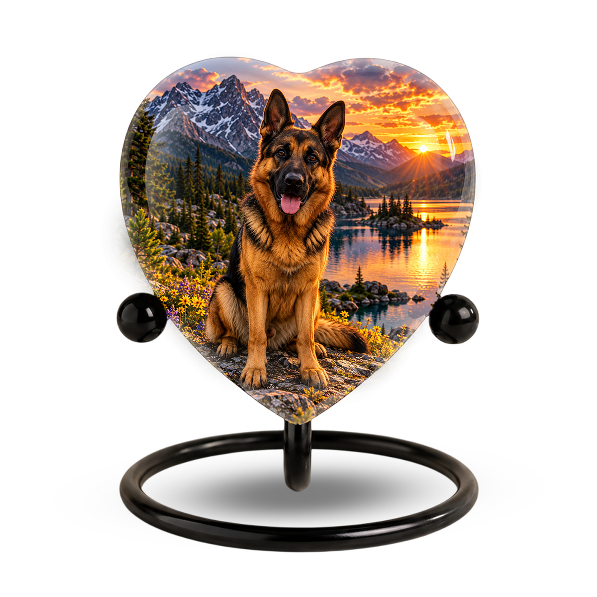German Shepherd Heart Cremation Urn for Ashes, Personalized Adult Memorial Urn Heart Shaped Pet Memorial