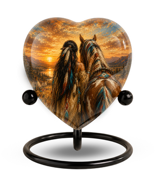 Personalized Horse Urn for Mom, Native American Cremation Urn for Women, Adult Female Memorial Urn, Custom Urn for Mother