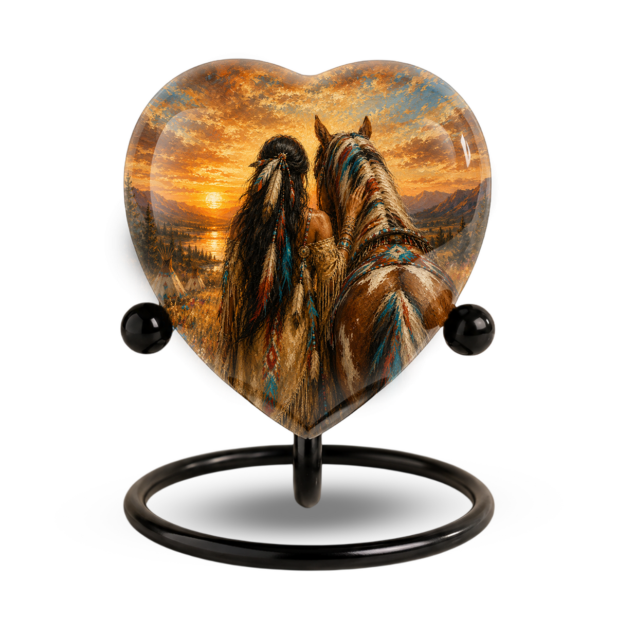 Personalized Horse Urn for Mom, Native American Cremation Urn for Women, Adult Female Memorial Urn, Custom Urn for Mother