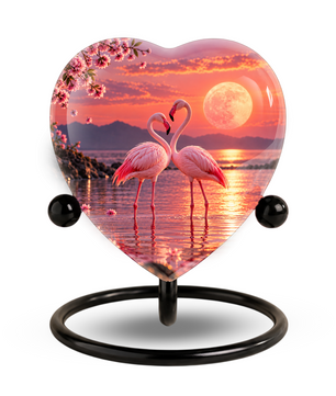 Flamingo Heart Adult Cremation Urn for Ashes, Personalized Memorial Urn for Adults,