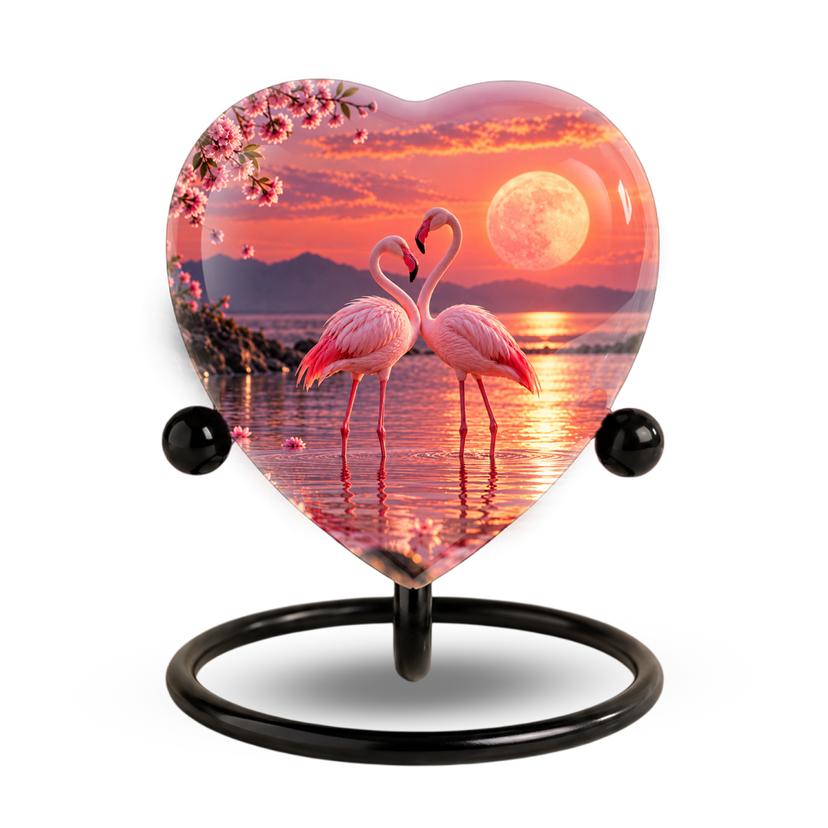 Flamingo Heart Adult Cremation Urn for Ashes, Personalized Memorial Urn for Adults,