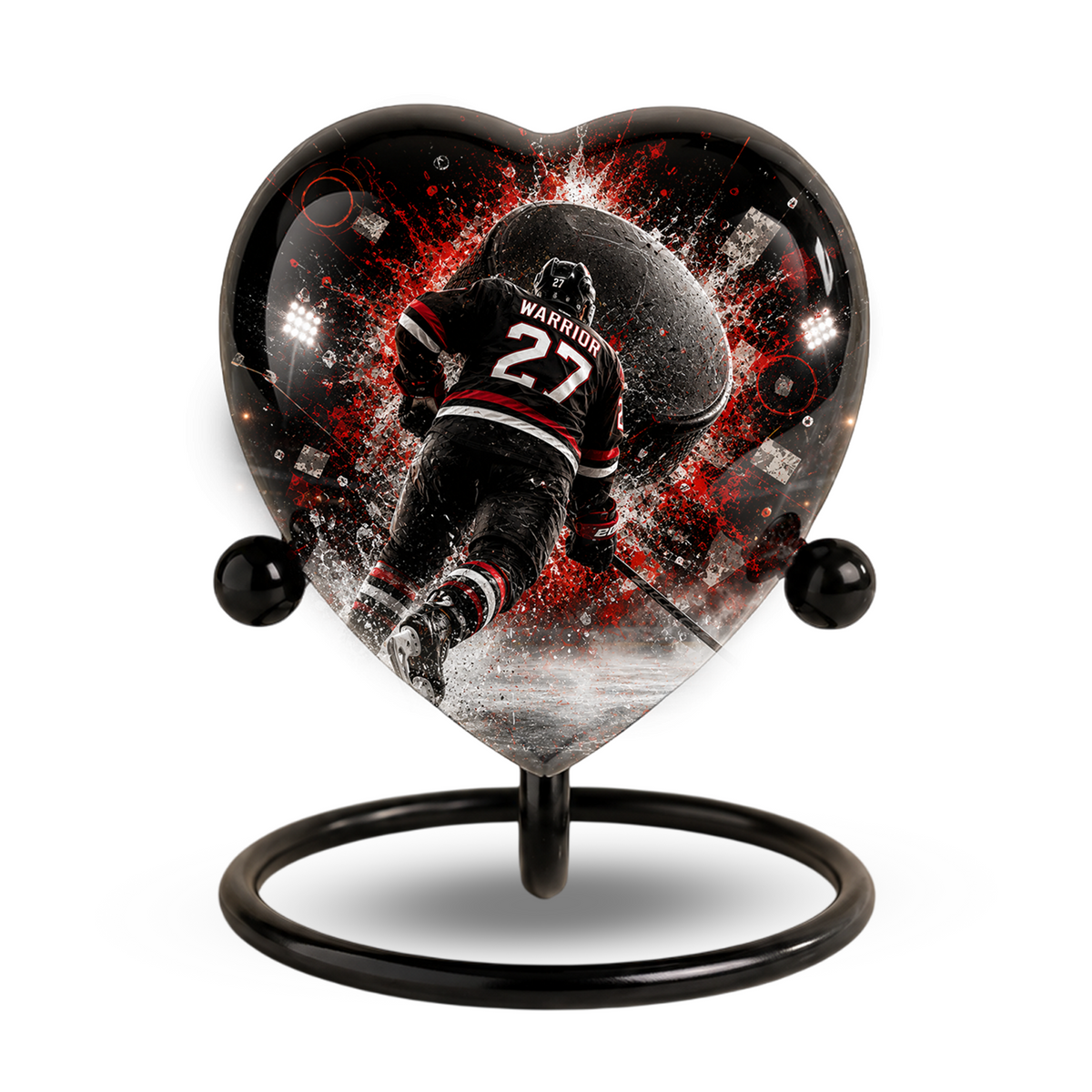 Personalized Hockey Cremation Urn for Dad | Adult Ice Hockey Urn for Ashes & Men