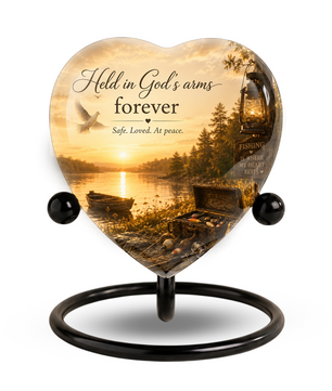 Fishing Adult Urn – Adult Urn for Ashes, Fishing Cremation Urn, Lake Sunset Urn for Adult Ashes
