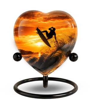 Personalized Urn for Dad, Adult Male Cremation Urn for Ashes, Surfing Memorial Urn for Father & Son