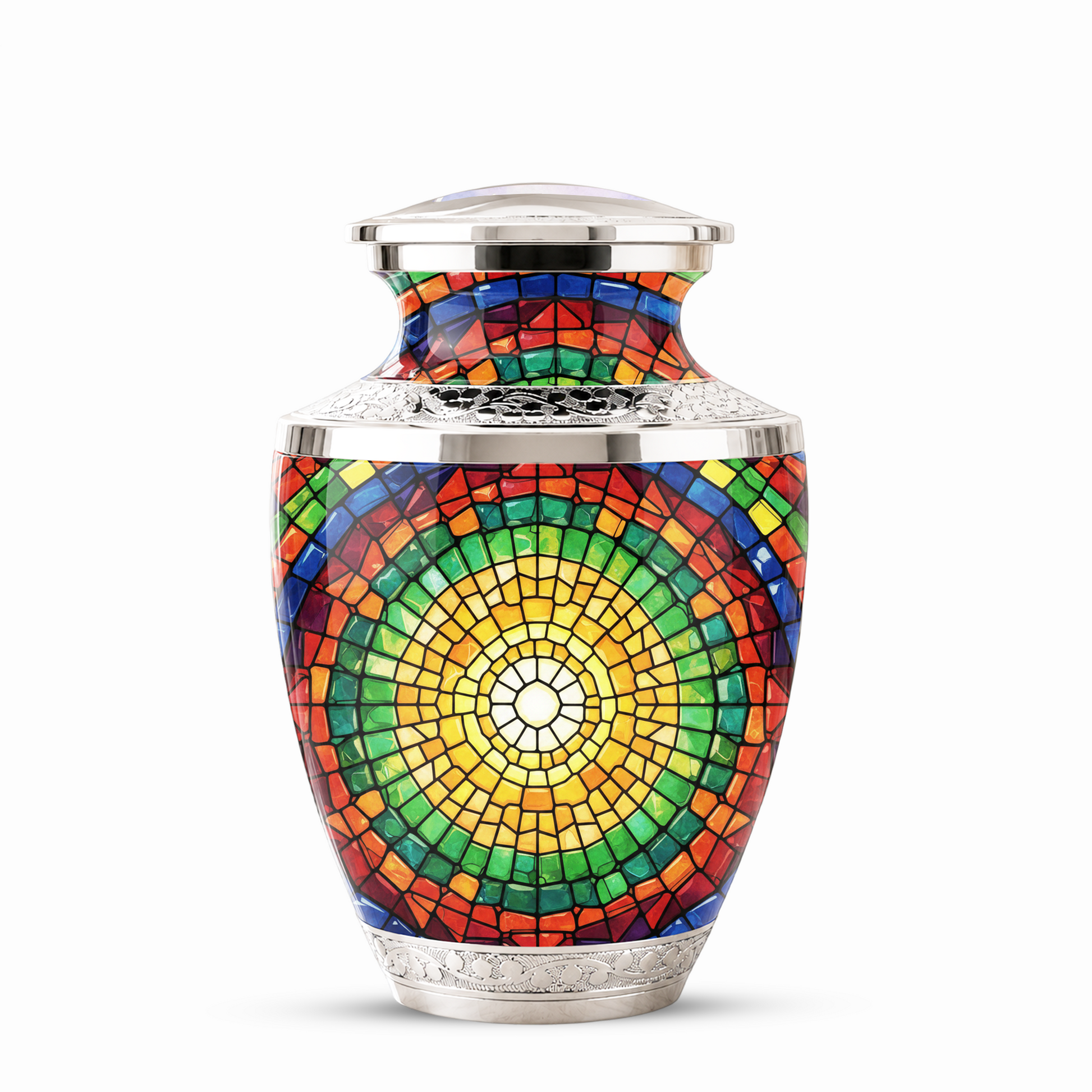 Stained Glass Cremation Urn for Human Ashes, Personalized Memorial Urn for Adult