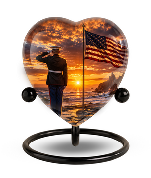 American Flag Urn for Dad, Personalized Military Cremation Urn for Men, Patriotic Adult Urn for Father