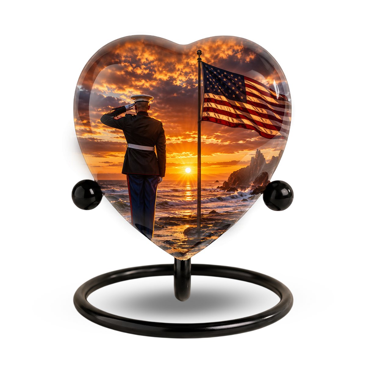 American Flag Urn for Dad, Personalized Military Cremation Urn for Men, Patriotic Adult Urn for Father