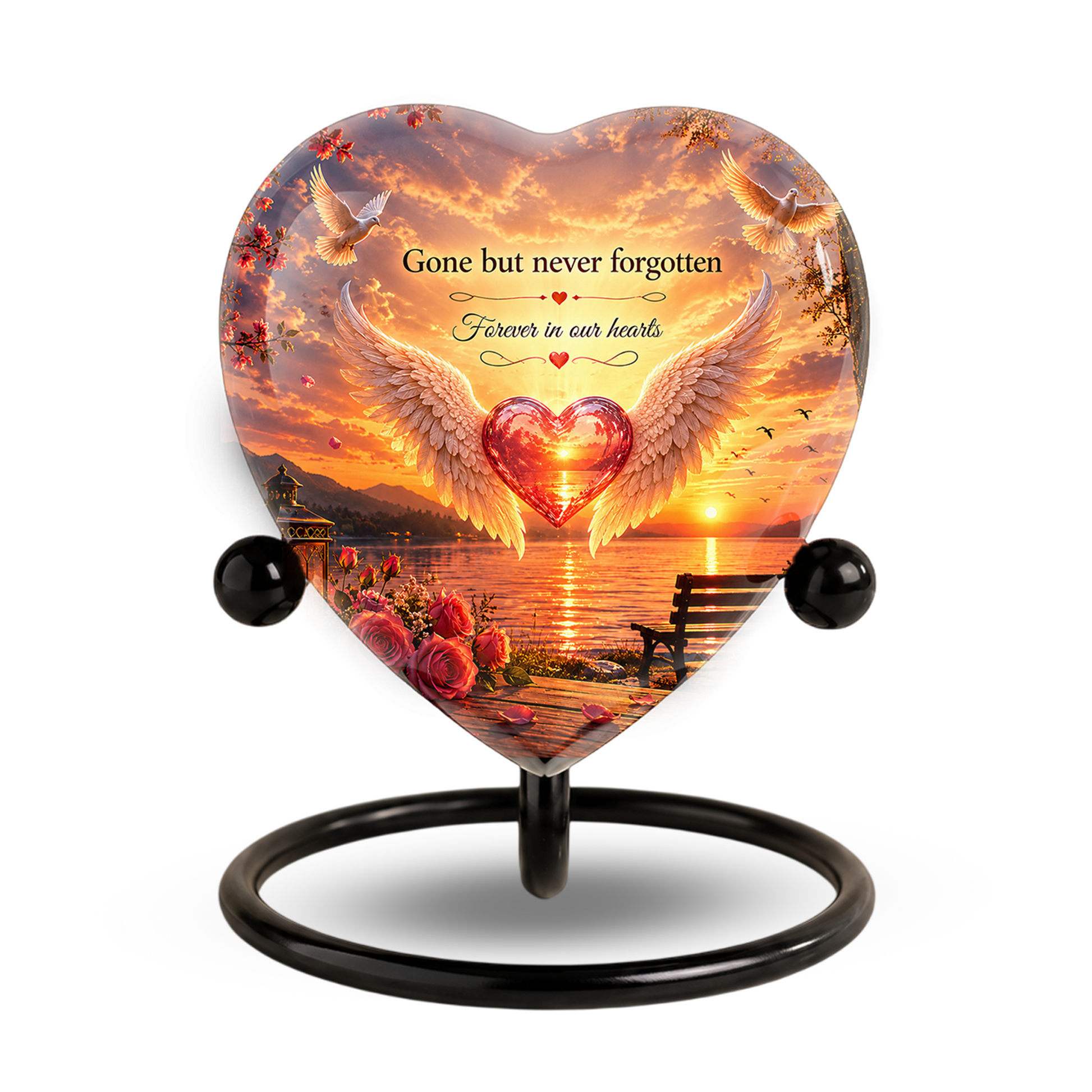 Angel Wing Sunset Urn – Adult Urn for Ashes, Angel Wings Memorial Cremation Urn, Sunset Adult Cremation Urn
