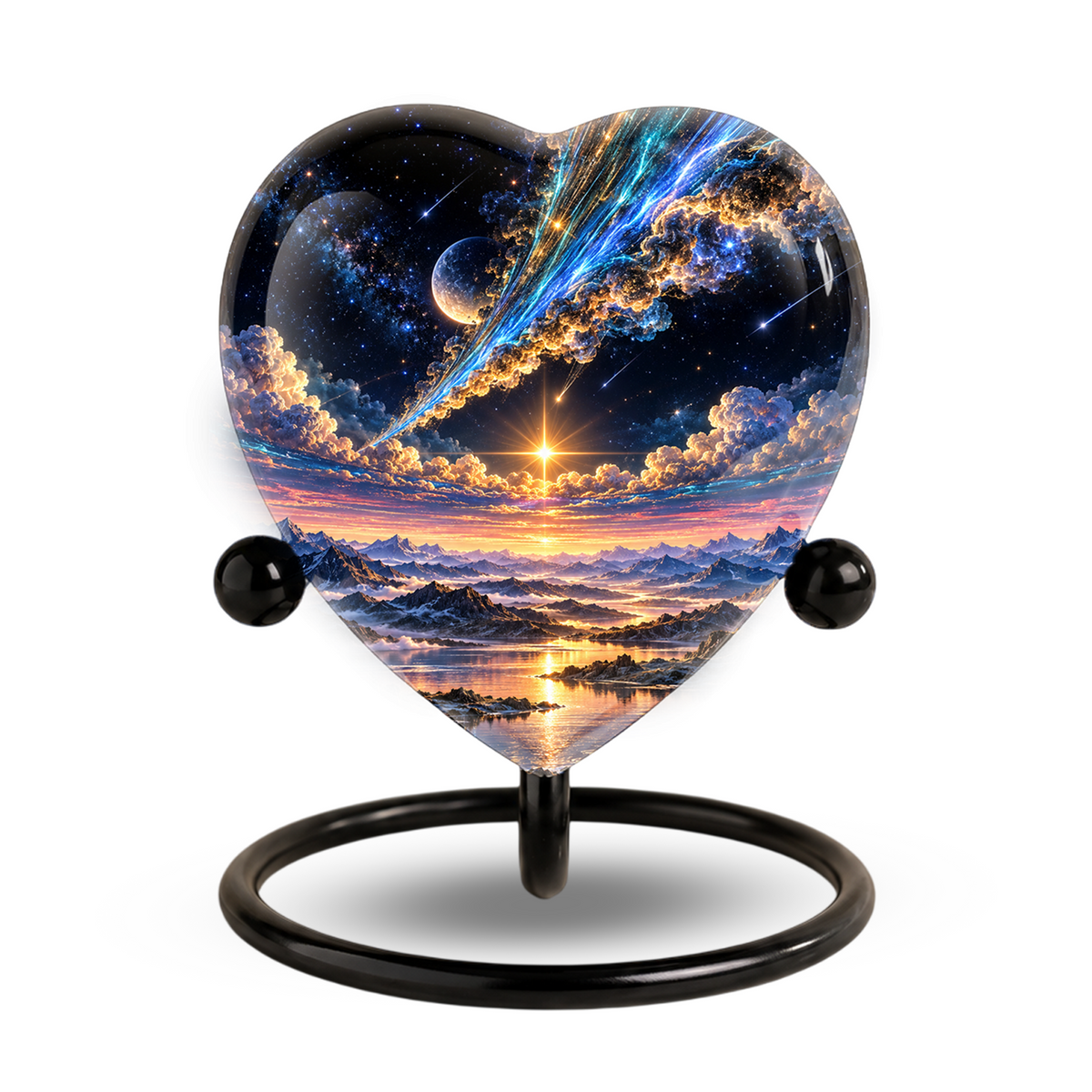 Optimized SEO Title Galaxy Mountain Heart Cremation Urn for Ashes, Personalized Adult Memorial Urn